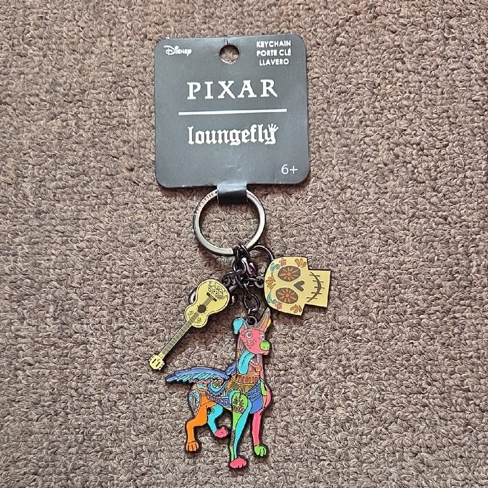Loungefly Pixar COCO Dante,Skull and Guitar Keychain